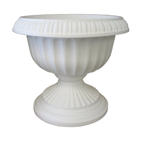 Bloem 14.8 in. H X 17.8 in. D Plastic Grecian Urn Flower Pot White GU18-09